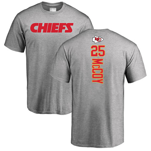 Men Kansas City Chiefs #25 McCoy LeSean Ash Backer T-Shirt